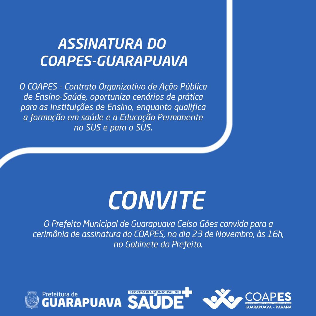 Assinatura do COAPSGuarapuava será nesta quarta